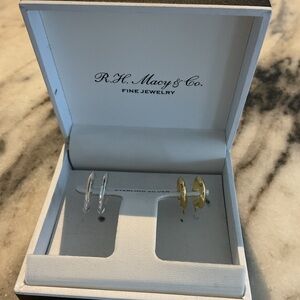 Macy&Co.Silver and Gold Hoop Earrings